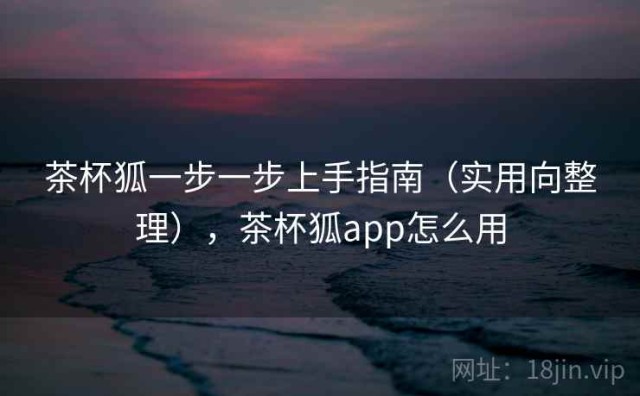 茶杯狐一步一步上手指南（实用向整理），茶杯狐app怎么用